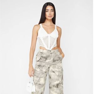 Maniere De Voir Crochet Knit Corset Top